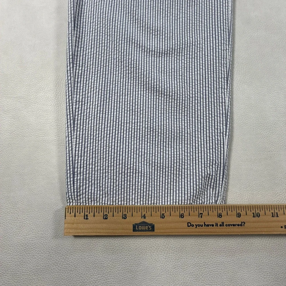 Polo Ralph Lauren Andrew Pant Mens 35x32 Blue White Seersucker Pleated Trousers